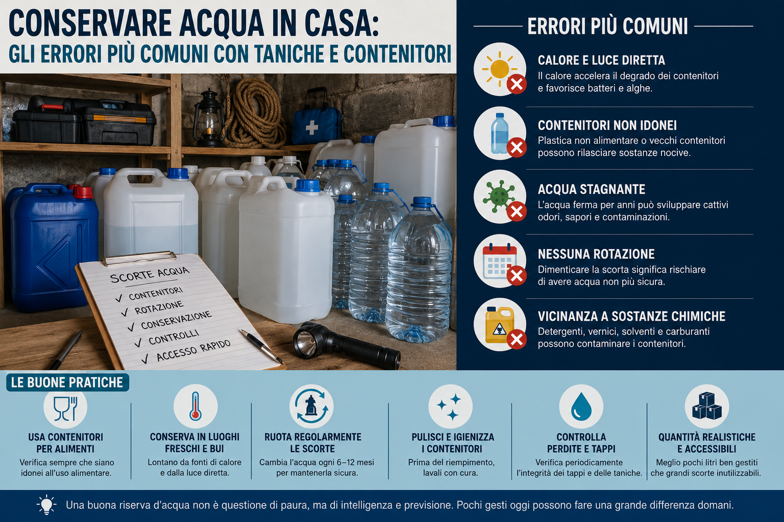 Conservare acqua in casa